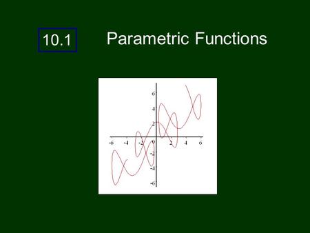 10.1 Parametric Functions. In chapter 1, we talked about parametric equations. Parametric equations can be used to describe motion that is not a function.
