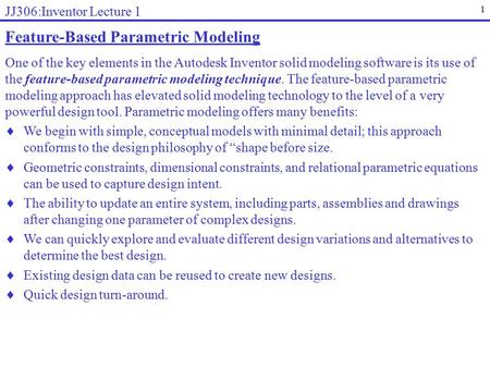 Feature-Based Parametric Modeling