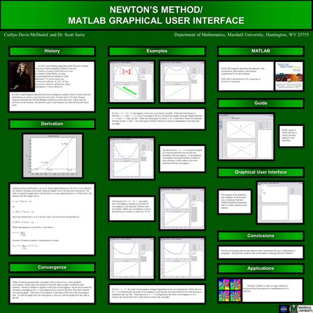 NEWTON’S METHOD/ MATLAB GRAPHICAL USER INTERFACE Caitlyn Davis-McDaniel and Dr. Scott Sarra Department of Mathematics, Marshall University, Huntington,