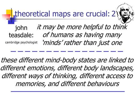 It may be more helpful to think of humans as having many ‘minds’ rather than just one john teasdale: cambridge psychologist these different mind-body states.