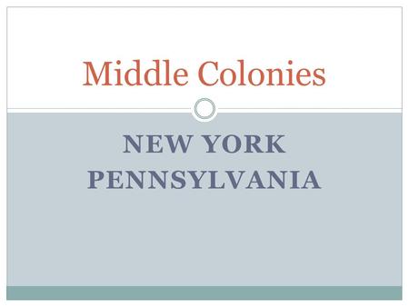 Middle Colonies New York Pennsylvania.
