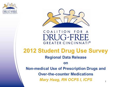 2012 Student Drug Use Survey Regional Data Release on Non-medical Use of Prescription Drugs and Over-the-counter Medications Mary Haag, RN OCPS I, ICPS.