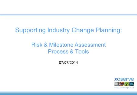 Supporting Industry Change Planning: Risk & Milestone Assessment Process & Tools 07/07/2014.