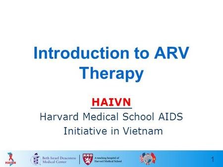1 Introduction to ARV Therapy HAIVN Harvard Medical School AIDS Initiative in Vietnam.