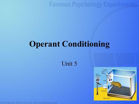1 Operant Conditioning Unit 5. 2 B.F. Skinner and Operant Conditioning Classical conditioning involves an automatic response to a stimulus (conditioned.