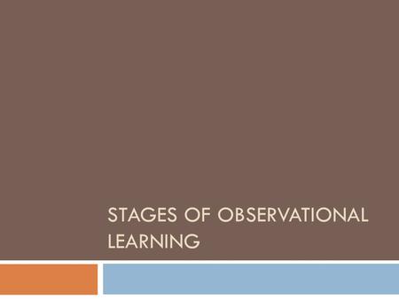 STAGES OF OBSERVATIONAL LEARNING  Children See, Children do 
