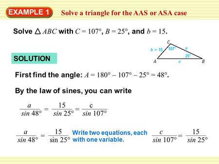 Solve a triangle for the AAS or ASA case