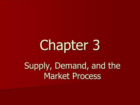 Chapter 3 Supply, Demand, and the Market Process.