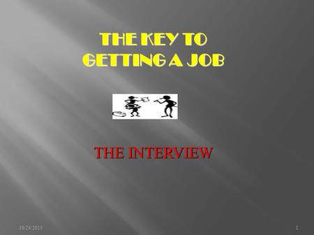 10/24/20151 THE KEY TO GETTING A JOB THE INTERVIEW.