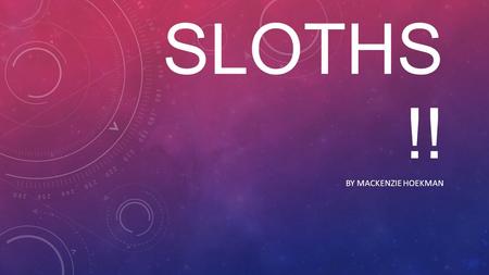SLOTHS !! BY MACKENZIE HOEKMAN. WHAT IS A SLOTH? Sloths are medium-sized mammals belonging to the families Megalonychidae (two-toed sloth) and Bradypodidae.