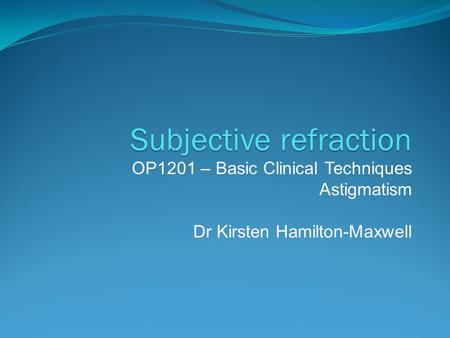 Subjective refraction