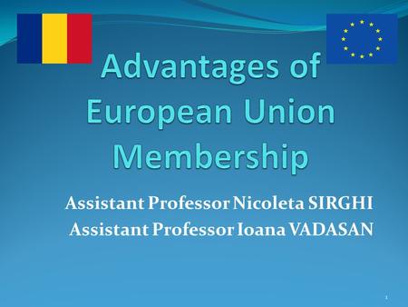 Assistant Professor Nicoleta SIRGHI Assistant Professor Ioana VADASAN 1.