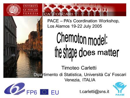 Timoteo Carletti PACE – PA’s Coordination Workshop, Los Alamos 19-22 July 2005 Dipartimento di Statistica, Università Ca’ Foscari Venezia,