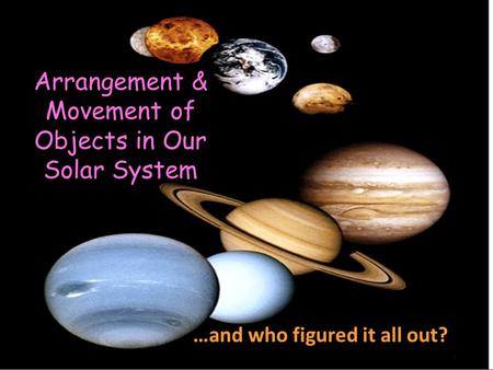 Arrangement & Movement of Objects in Our Solar System …and who figured it all out?