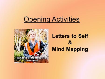 Opening Activities Letters to Self & Mind Mapping.
