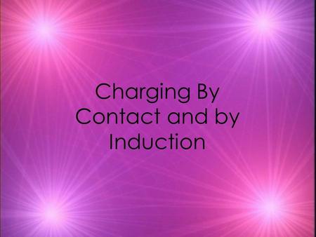 Charging By Contact and by Induction. Detecting Charges  An electroscope is a simple device that is used to detect the presence of electric charges.