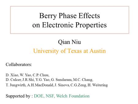 Berry Phase Effects on Electronic Properties