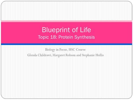 Blueprint of Life Topic 18: Protein Synthesis