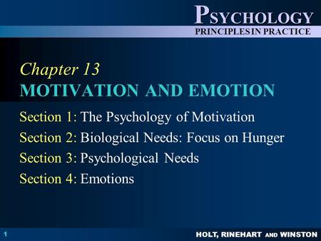 Chapter 13 MOTIVATION AND EMOTION