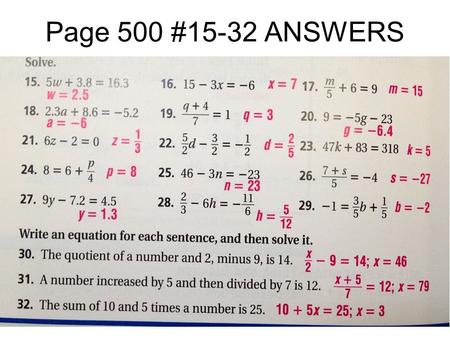 Page 500 #15-32 ANSWERS.