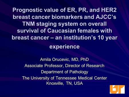Prognostic value of ER, PR, and HER2 breast cancer biomarkers and AJCC’s TNM staging system on overall survival of Caucasian females with breast cancer.