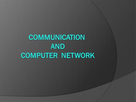 Computer network  A network consists of multiple computers connected to each other to share data and resources.