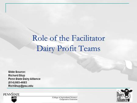 Role of the Facilitator Dairy Profit Teams