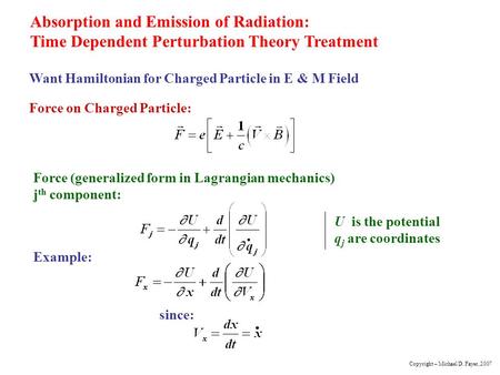 Absorption and Emission of Radiation: