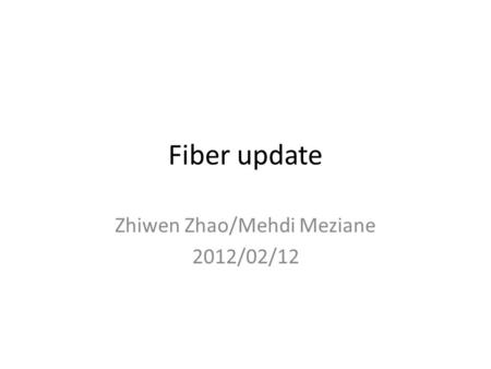 Fiber update Zhiwen Zhao/Mehdi Meziane 2012/02/12.