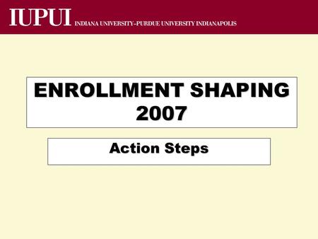 ENROLLMENT SHAPING 2007 Action Steps. Admitted Students Point-in-cycle Trend--Census Source: