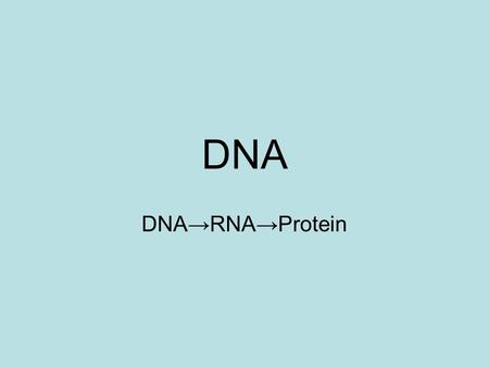 DNA DNA→RNA→Protein.