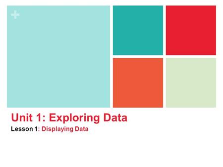 + Unit 1: Exploring Data Lesson 1: Displaying Data.