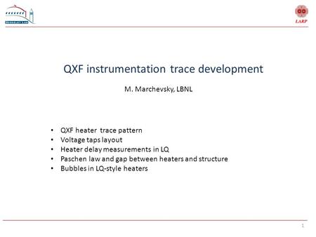 QXF instrumentation trace development
