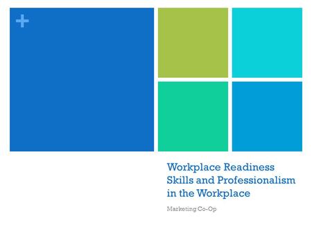 + Workplace Readiness Skills and Professionalism in the Workplace Marketing Co-Op.