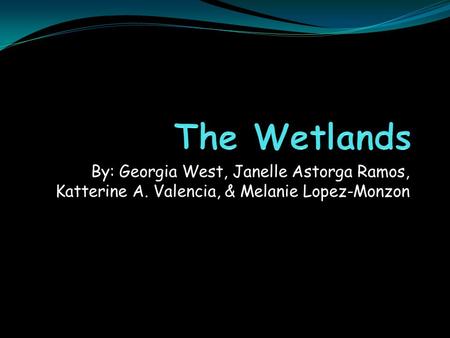 The Wetlands By: Georgia West, Janelle Astorga Ramos, Katterine A. Valencia, & Melanie Lopez-Monzon.