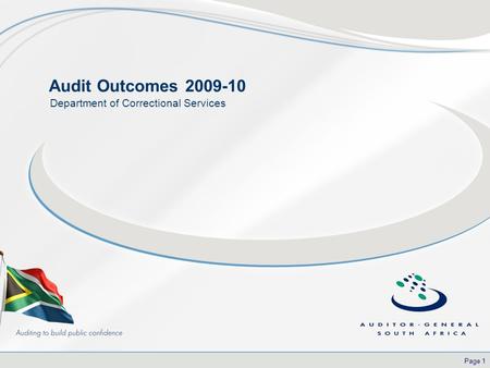 Page 1 Audit Outcomes 2009-10 Department of Correctional Services.