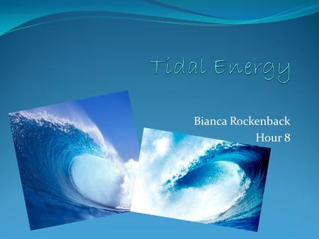 Bianca Rockenback Hour 8. How Tidal Energy Works Tidal energy is energy obtained from changing sea levels. This renewable energy source has great potential.