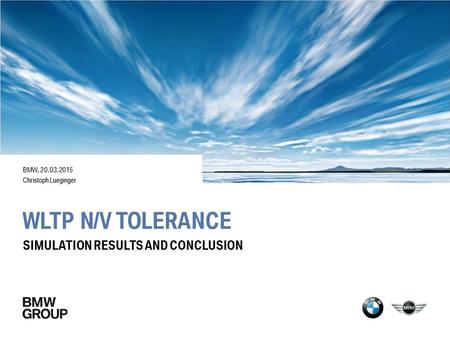 WLTP N/v tolerance Simulation results and conclusion BMW,