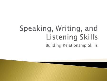 Speaking, Writing, and Listening Skills
