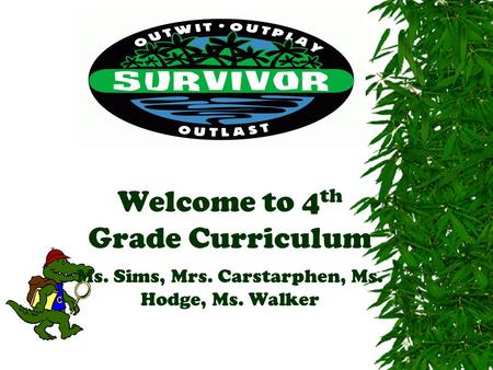 Welcome to 4 th Grade Curriculum Ms. Sims, Mrs. Carstarphen, Ms. Hodge, Ms. Walker.
