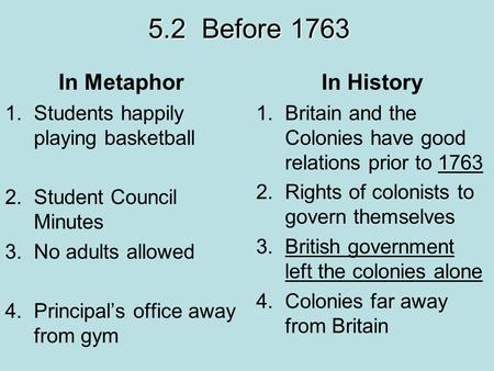 5.2 Before 1763 In Metaphor In History