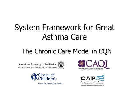 The Chronic Care Model in CQN System Framework for Great Asthma Care.