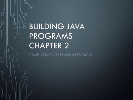 BUILDING JAVA PROGRAMS CHAPTER 2 PRIMITIVE DATA TYPES AND OPERATIONS.