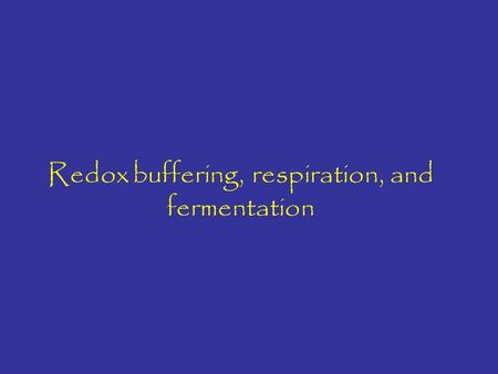 Redox buffering, respiration, and fermentation