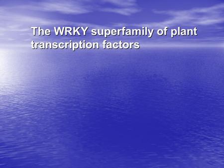 The WRKY superfamily of plant transcription factors.