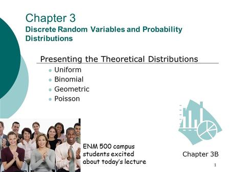 1 Chapter 3 Discrete Random Variables and Probability Distributions Presenting the Theoretical Distributions Uniform Binomial Geometric Poisson Chapter.