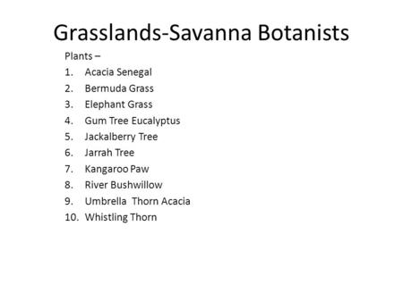 Grasslands-Savanna Botanists