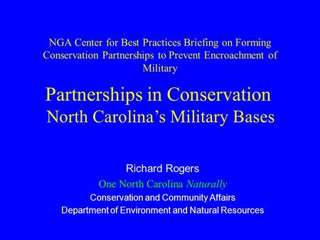 Partnerships in Conservation
