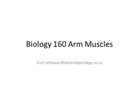 Biology 160 Arm Muscles Scott.lehbauer@lethbridgecollege.ab.ca.