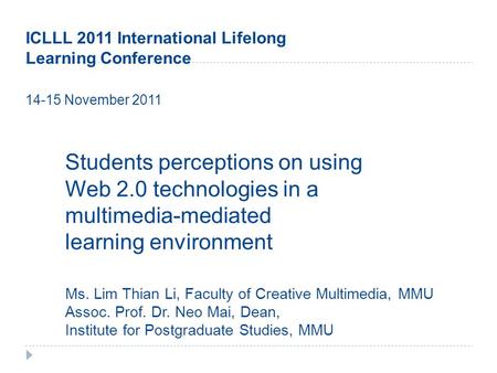 Students perceptions on using Web 2.0 technologies in a